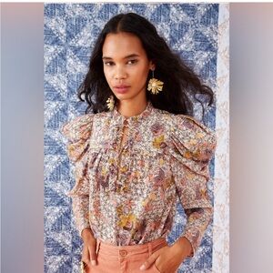 ULLA JOHNSON Remy Puff Sleeve Floral Blouse